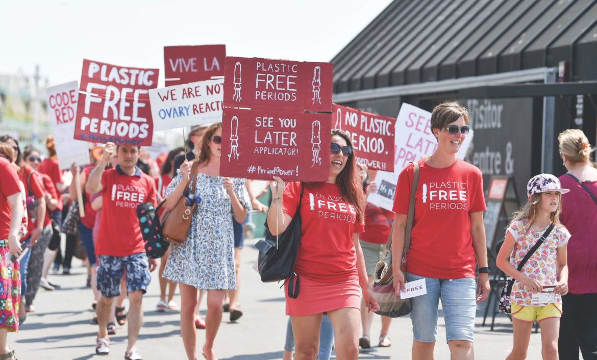 Plastic Free Parade in Brighton on Hot Sunny Day UK
